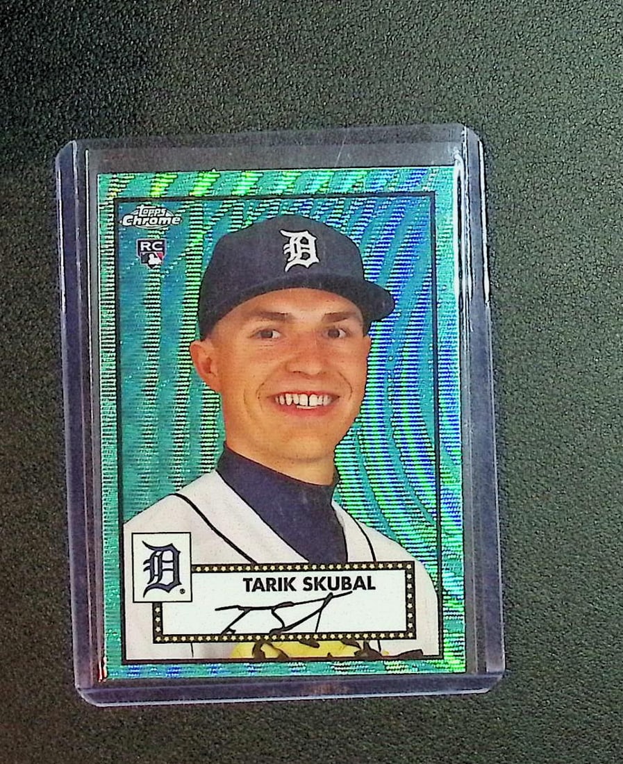 Tarik Skubal Rookie Teal Wave Refractor 2021 Topps Chrome #39: Topps, Bowman, & Fanatics Baseball MLB Trading & Sports Cards, Sports Cards for Sale Near Me, World Series & Hall of Fame Players Memorabilia, Refractors, X-Fractors, Numbered, SP, SSP, Valuable Aucti
