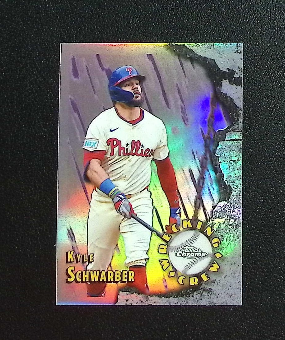 Kyle Schwarber Wrecking Crew 2026 Topps Chrome #WC-3 Philadelphia Phillies: Topps, Bowman, & Fanatics Baseball MLB Trading & Sports Cards, Sports Cards for Sale Near Me, World Series & Hall of Fame Players Memorabilia, Refractors, X-Fractors, Numbered, SP, SSP, Valuable Aucti
