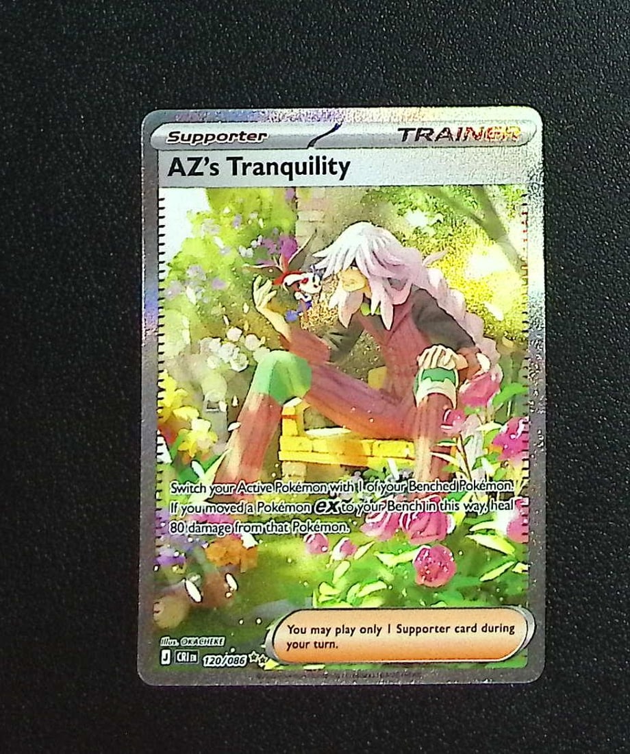Pokemon Chaos Rising AZ's Tranquility Special Illustration Rare #120: Pokemon Trading Card Game Cards, Charizard, Pikachu, Mewtwo, Reverse Holo, Holo Rare, Secret Rare Cards, Full Art Cards, Eevee, Ultra Rare Card, Illustration Rare, Special Illustration Rare SIR
