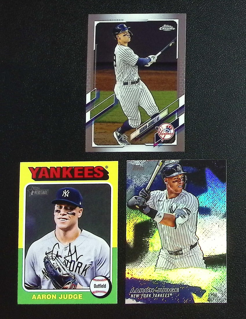 Lot of 3 Aaron Judge Topps Baseball Cards. All Different, See Pictures. New York Yankees: Topps, Bowman, & Fanatics Baseball MLB Trading & Sports Cards, Sports Cards for Sale Near Me, World Series & Hall of Fame Players Memorabilia, Refractors, X-Fractors, Numbered, SP, SSP, Valuable Aucti