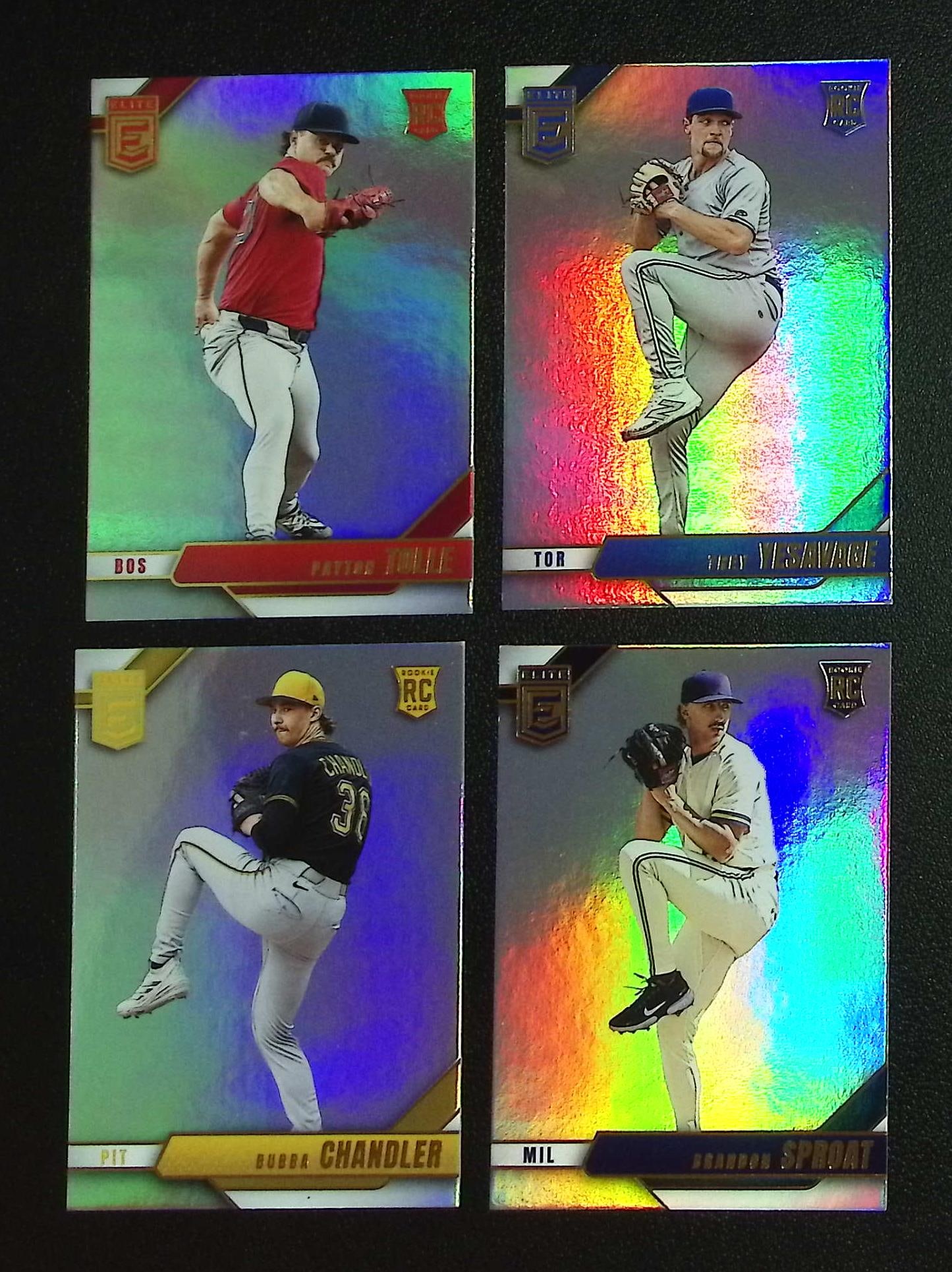 Lot of 4 2026 Donruss Elite Pitcher Rookie Cards. Tolle, Yesavage, Chandler, Sproat: Panini, Donruss, & Donruss Optic Baseball MLB Trading & Sports Cards, Sports Cards for Sale Near Me, Prizm, Mosaic, Select, SP, SSP, Auction Memorabilia Lots for Sale On Line, World Series & Hall of F