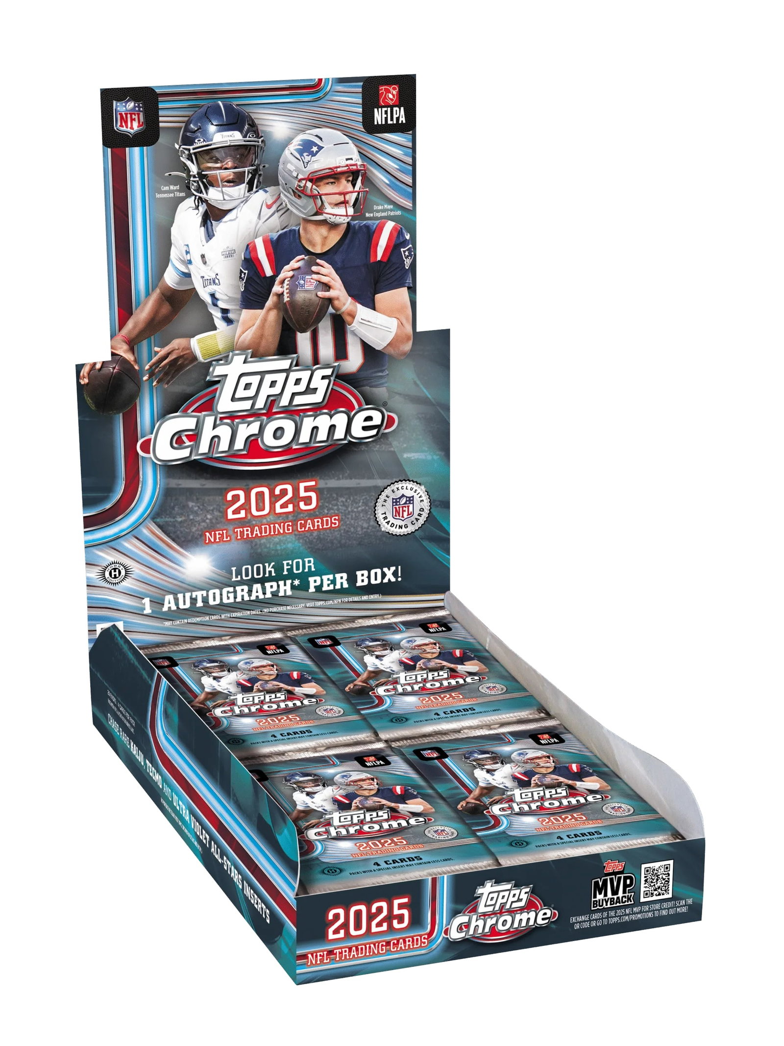 2025 Topps Chrome Football HOBBY BOX: Topps Football NFL Trading & Sports Cards, Refractors, Prism Refractors, X-Fractors, Sports Cards for Sale Near Me, Super Bowl & Hall of Fame Players, Autographs, SP, SSP, Valuable Auction Memorabilia