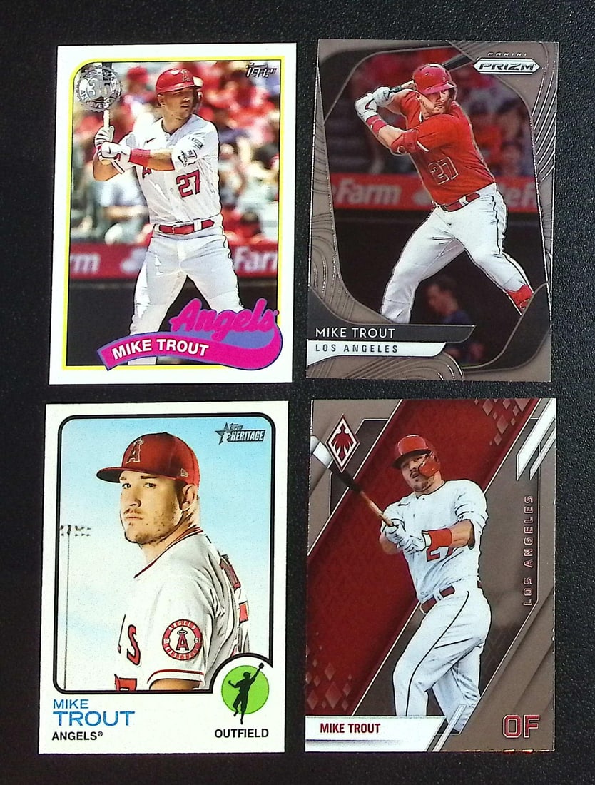 Lot of 4 Mike Trout Baseball Cards. All Different, See Pictures. Los Angeles Angels (1 of 2)