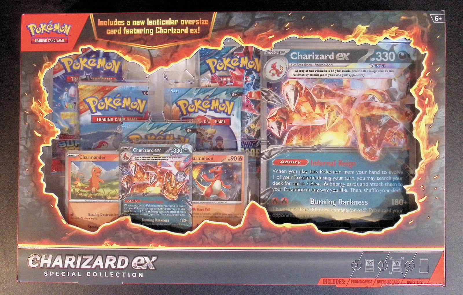 Pokemon Charizard ex Special Collection Box - 5 Booster Packs, 2 Foil Promo Charmander & Charmeleon, (1 of 2)