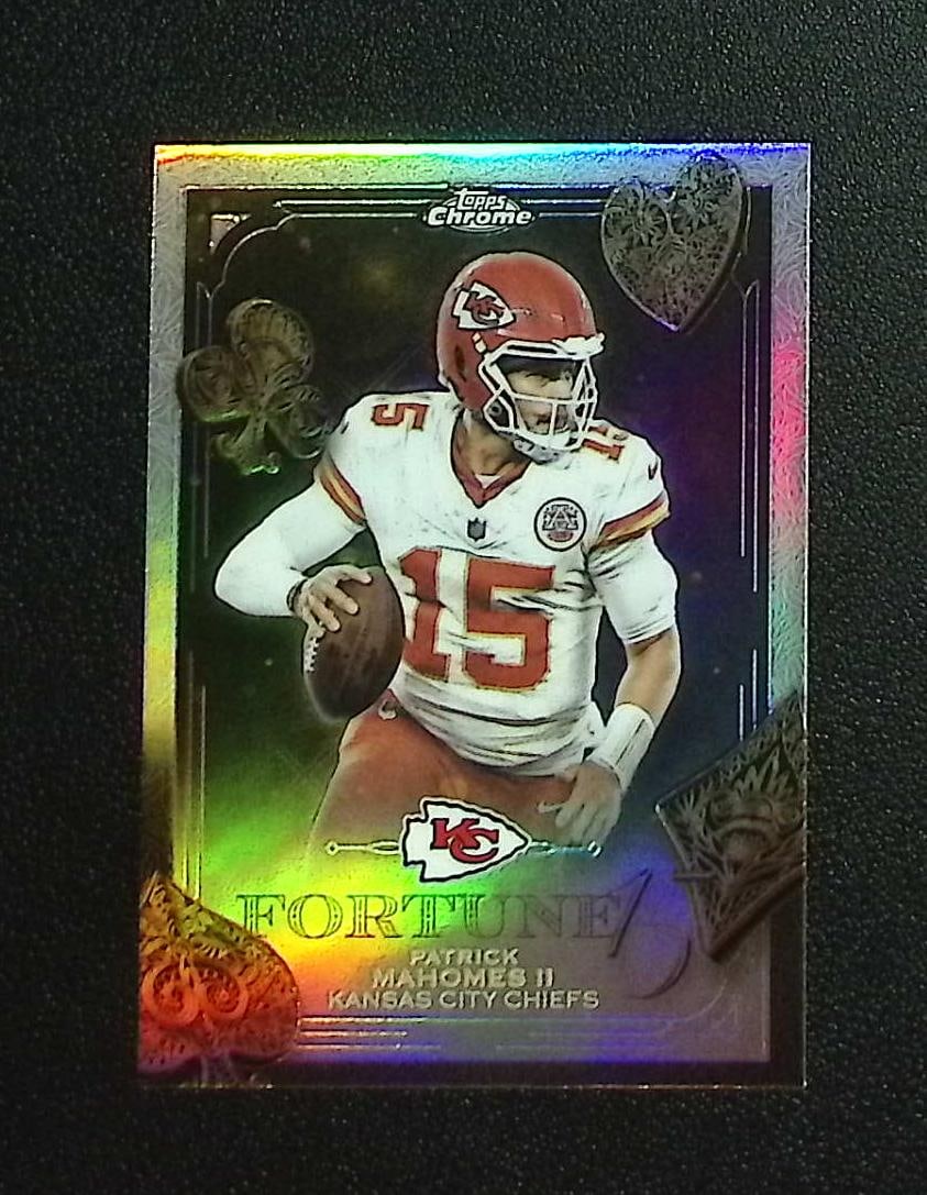 Patrick Mahomes Fortune 15 Refractor 2025 Topps Chrome #F15-6 Kansas City Chiefs: Topps & Bowman Football NFL Trading Sports Cards, Sports Cards for Sale Near Me, Super Bowl & Hall of Fame Player Cards, Resurgence, Composite, SP, SSP, Valuable Auction Memorabilia Lots For Sale On L