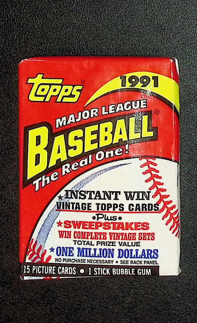 1991 Topps Vintage Baseball Cards Retail Box Wax Pack Sports Cards Rookie Cards: Topps MLB Baseball Trading & Sports Cards & Memorabilia, Chipper Jones, Ken Griffey, Jr., Frank Thomas, Bo Jackson, Cal Ripken, Nolan Ryan, Craig Biggio Rookie Card, Dwight Gooden, Rickey Henderson, P