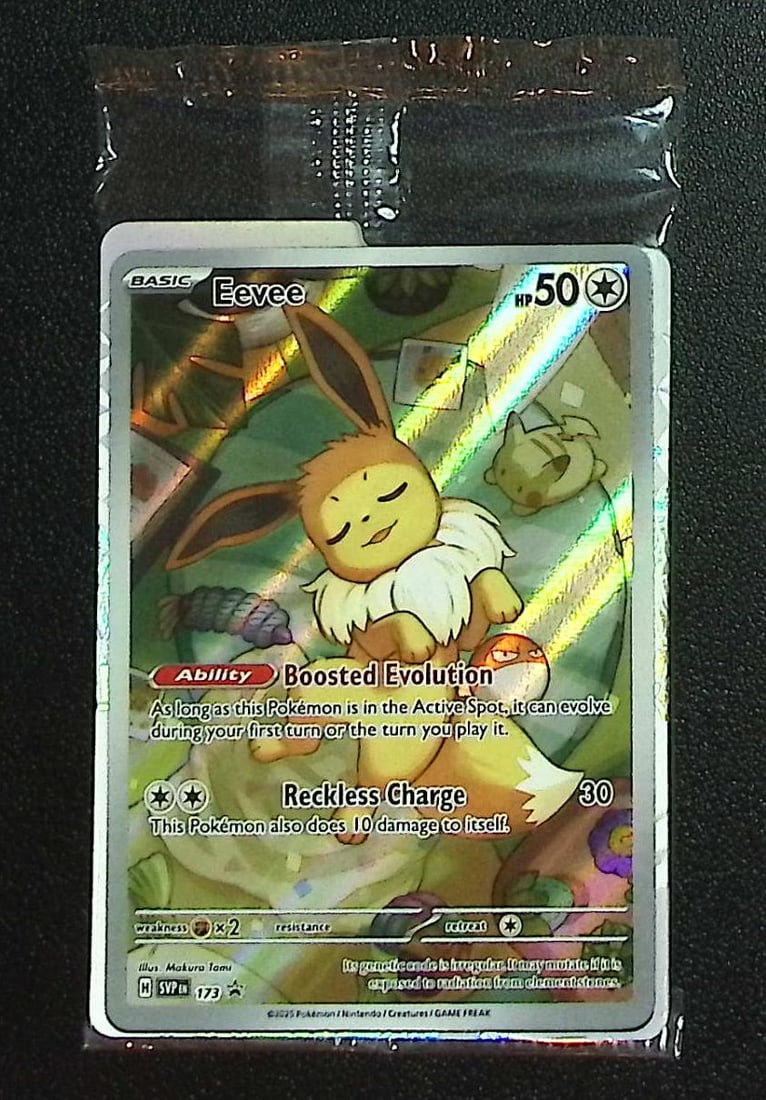 Pokemon Prismatic Evolutions ETB Promo Eevee #173 Sealed: Pokemon Trading Card Game Cards, Charizard, Pikachu, Mewtwo, Reverse Holo, Holo Rare, Secret Rare Cards, Full Art Cards, Eevee, Ultra Rare Card, Illustration Rare, Special Illustration Rare SIR