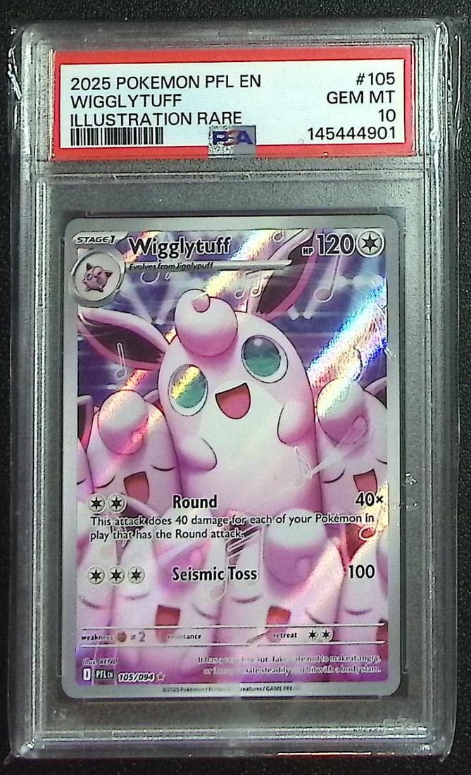 Pokemon Phantasmal Flames Wigglytuff Illustration Rare #105 PSA 10: Pokemon Trading Card Game Cards, Charizard, Pikachu, Mewtwo, Reverse Holo, Holo Rare, Secret Rare Cards, Full Art Cards, Eevee, Ultra Rare Card, Illustration Rare, Special Illustration Rare SIR