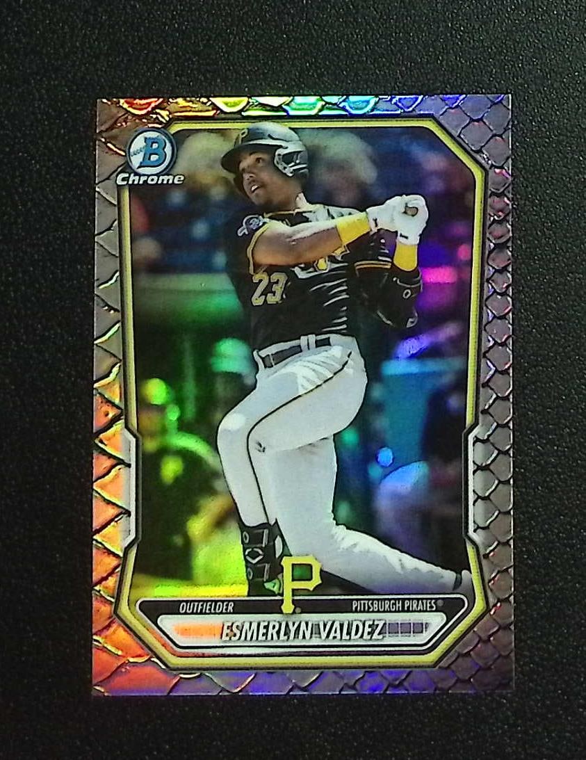 Esmerlyn Valdez Reptilian Refractor 2026 Bowman Chrome #BCP-76 Pittsburgh Pirates: Topps, Bowman, & Fanatics Baseball MLB Trading & Sports Cards, Sports Cards for Sale Near Me, World Series & Hall of Fame Players Memorabilia, Refractors, X-Fractors, Numbered, SP, SSP, Valuable Aucti