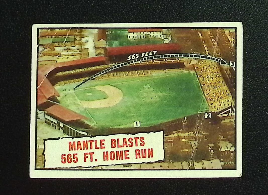 Mickey Mantle Blast 565 Ft. Home Run 1961 Topps #406 Poor, Creases/Folds, See Pics: MLB Trading Cards, Baseball Cards, Topps Cards, Topps Baseball Cards, Topps Vintage Cards, Sports Cards for Sale Near Me, Vintage Sports Card, Vintage Baseball Cards, Old Baseball Cards, Old Sports Ca