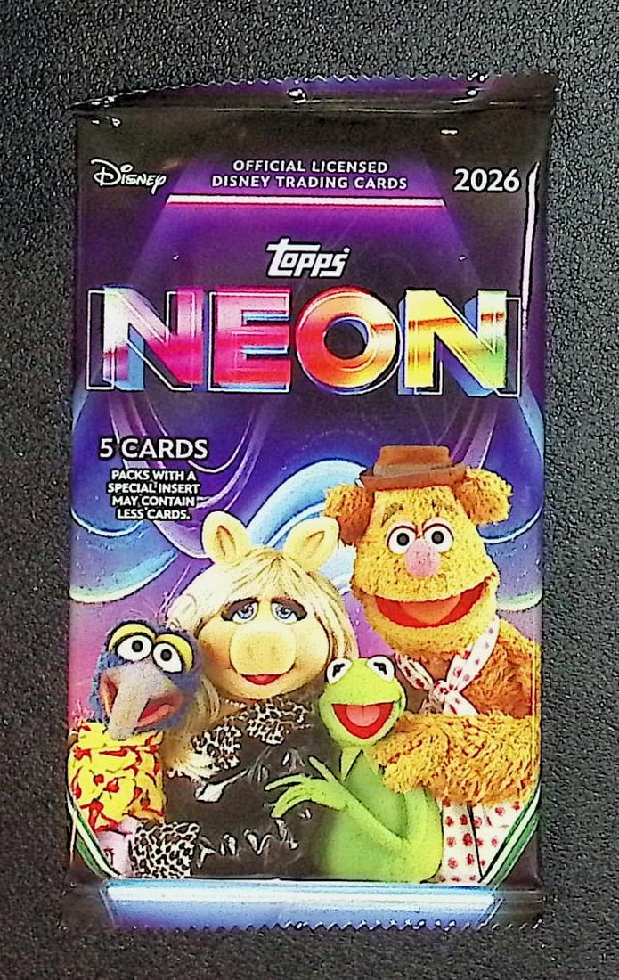 2026 Topps Disney Neon MEGA BOX PACK: Disney Topps Trading Cards of Movies & Television Shows, Refractors, Ray Waves, Numbered Rare Cards. Darth Vader, Luke Skywalker, Princess Leia, Mandalorian, Yoda, Grogu, Han Solo, Rebellion, Imperial