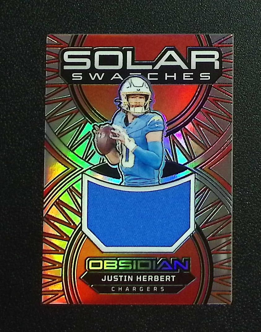 Justin Herbert Solar Swatches Silver Prizm /99 2024 Obsidian #SS-JHT LA Chargers: Panini, Donruss Optic, & Donruss Select, Prizm, Mosaic, Contenders, Zenith, Phoenix, Illusions, Absolute, Rookie NFL Sports Trading Cards, SP, SSP, Cards, Football Cards for Sale Near Me, Superbowl & 