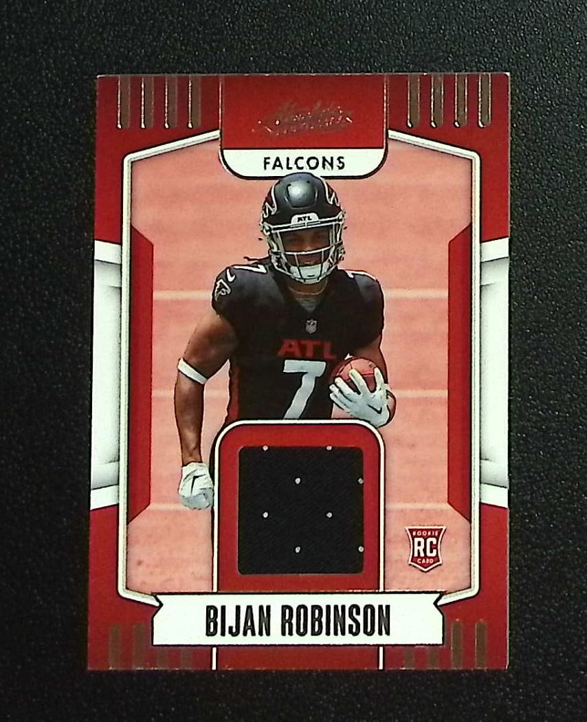 Bijan Robinson Rookie Patch 2023 Absolute #ARM-1 Atlanta Falcons: Panini, Donruss Optic, & Donruss Select, Prizm, Mosaic, Contenders, Zenith, Phoenix, Illusions, Absolute, Rookie NFL Sports Trading Cards, SP, SSP, Cards, Football Cards for Sale Near Me, Superbowl & 