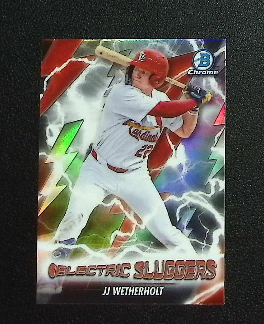 JJ Wetherholt Electric Sluggers 2026 Bowman Chrome #ES-12 St. Louis Cardinals: Topps, Bowman, & Fanatics Baseball MLB Trading & Sports Cards, Sports Cards for Sale Near Me, World Series & Hall of Fame Players Memorabilia, Refractors, X-Fractors, Numbered, SP, SSP, Valuable Aucti