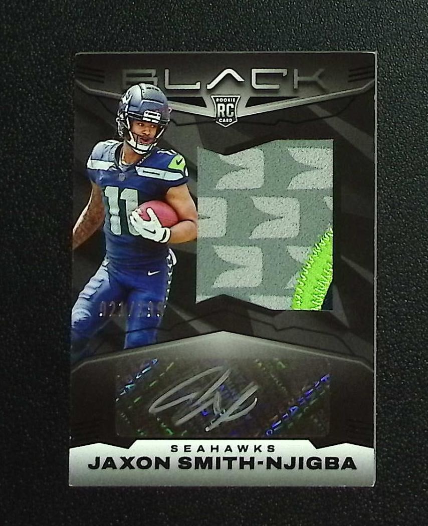 Jaxon Smith-Njigba Rookie Patch Auto /199 2023 Panini Black #234 Seattle Seahawks: Panini, Donruss Optic, & Donruss Select, Prizm, Mosaic, Contenders, Zenith, Phoenix, Illusions, Absolute, Rookie NFL Sports Trading Cards, SP, SSP, Cards, Football Cards for Sale Near Me, Superbowl & 