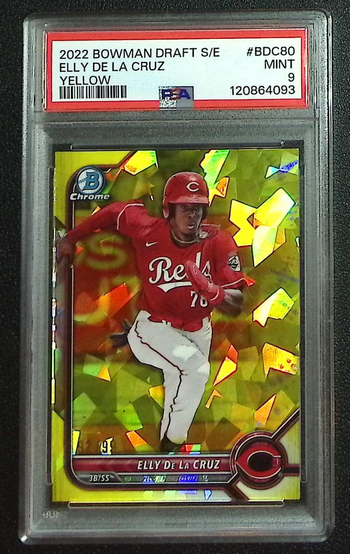 Elly De La Cruz Yellow /99 2022 Bowman Chrome Draft Sapphire #BDC-80 PSA 9: Topps, Bowman, & Fanatics Baseball MLB Trading & Sports Cards, Sports Cards for Sale Near Me, World Series & Hall of Fame Players Memorabilia, Refractors, X-Fractors, Numbered, SP, SSP, Valuable Aucti