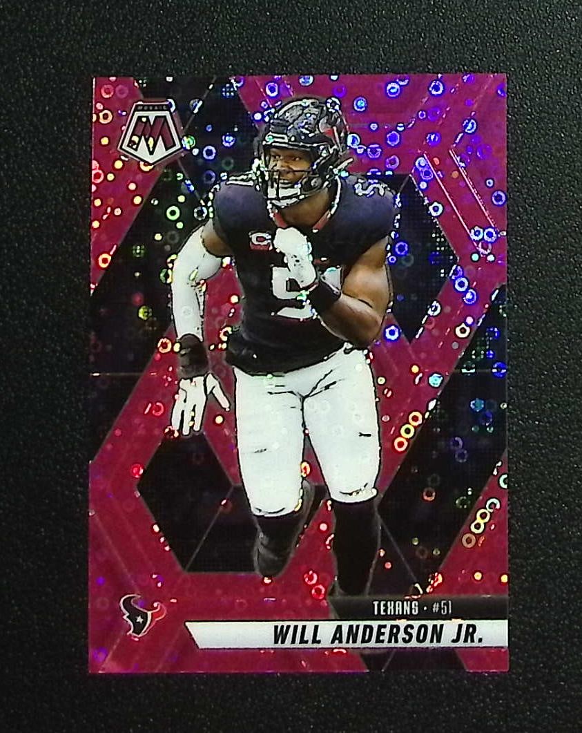 Will Anderson Pink No Huddle Prizm /20 2025 Mosaic #24 Houston Texans: Panini, Donruss Optic, & Donruss Select, Prizm, Mosaic, Contenders, Zenith, Phoenix, Illusions, Absolute, Rookie NFL Sports Trading Cards, SP, SSP, Cards, Football Cards for Sale Near Me, Superbowl & 