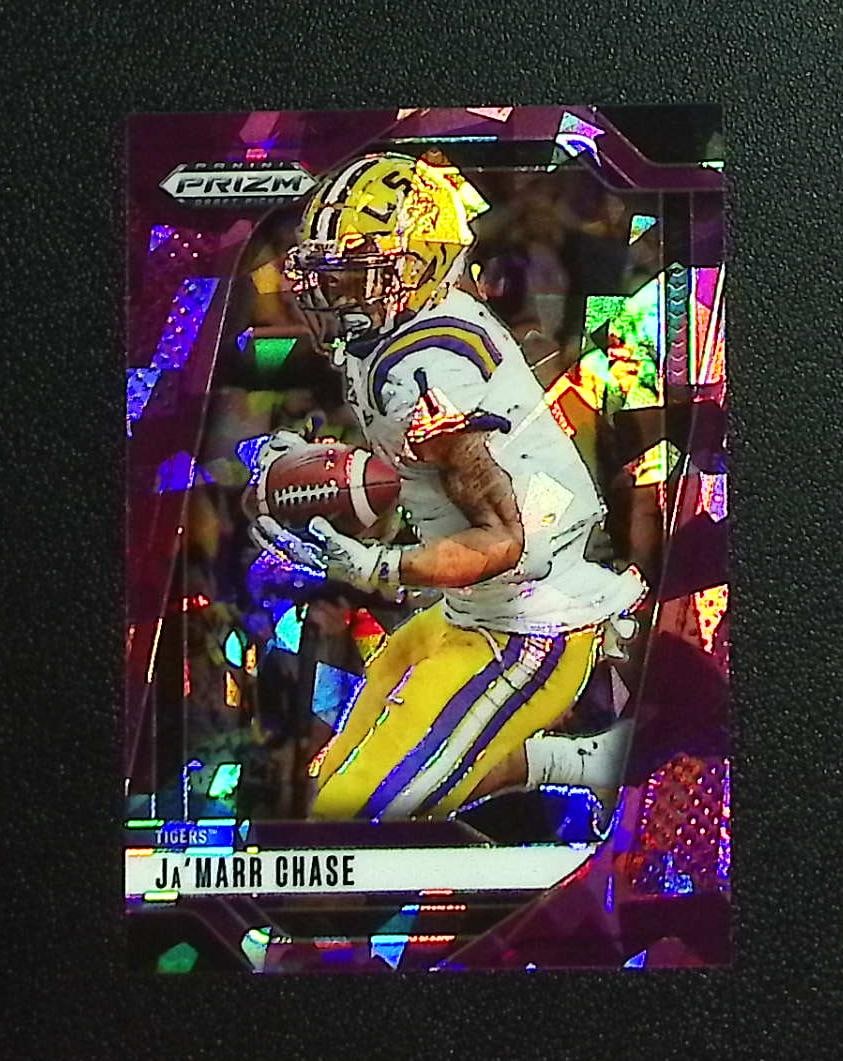 Ja'Marr Chase Purple Ice /199 2025 Prizm Draft Picks #180 LSU Tigers, Bengals: Panini, Donruss Optic, & Donruss Select, Prizm, Mosaic, Contenders, Zenith, Phoenix, Illusions, Absolute, Rookie NFL Sports Trading Cards, SP, SSP, Cards, Football Cards for Sale Near Me, Superbowl & 