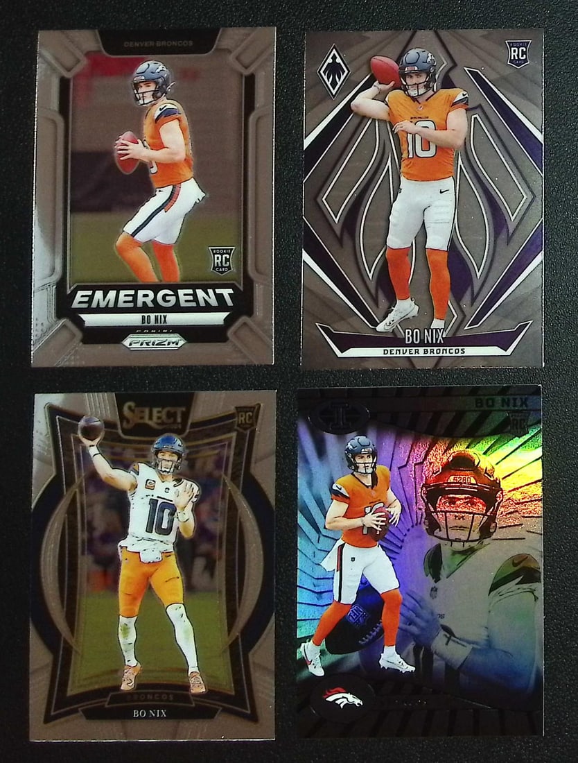 Lot of 4 Bo Nix Rookie Cards. All Different, See Pictures. Denver Broncos (1 of 2)