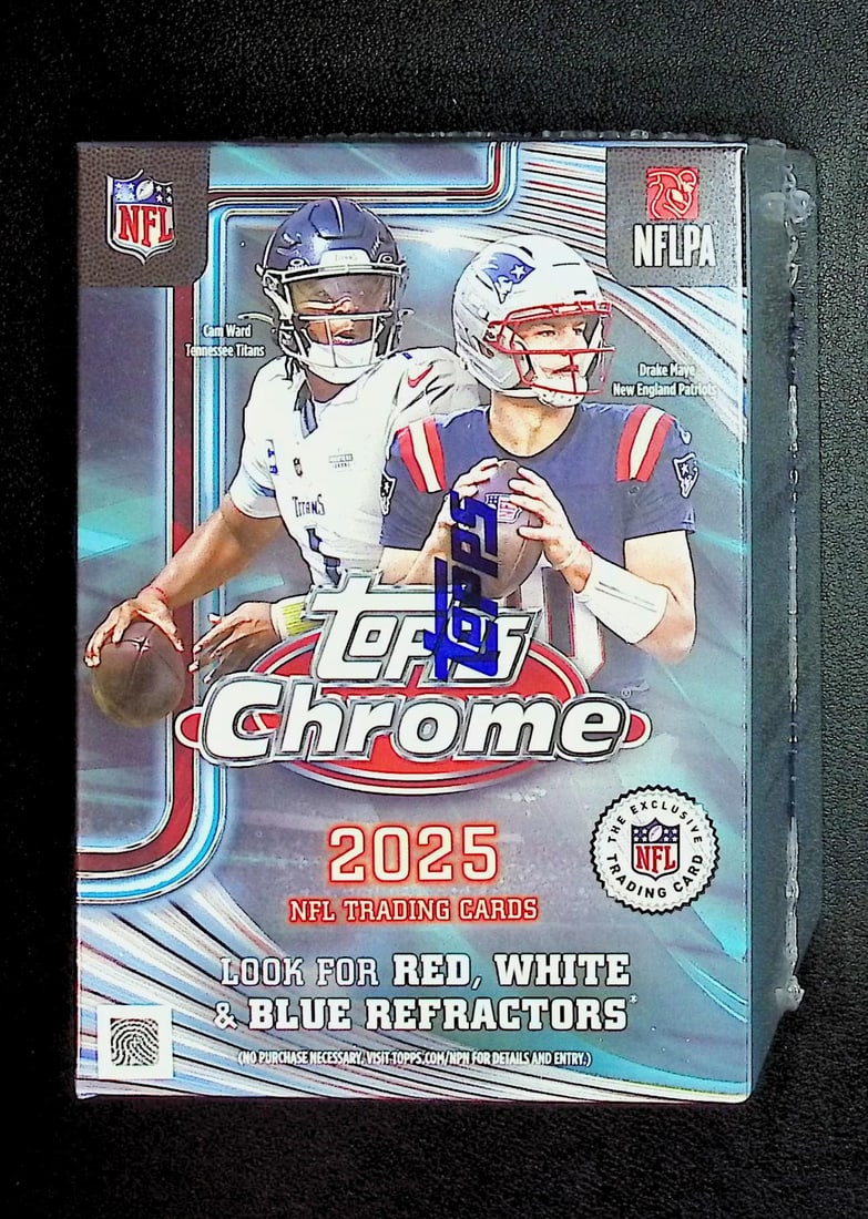 2025 Topps Chrome Football Blaster Box: Topps Football NFL Trading & Sports Cards, Refractors, Prism Refractors, X-Fractors, Sports Cards for Sale Near Me, Super Bowl & Hall of Fame Players, Autographs, SP, SSP, Valuable Auction Memorabilia