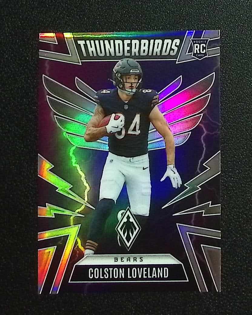 Colston Loveland Rookie Card Thunderbirds 2025 Panini Phoenix #9 Chicago Bears: Panini, Donruss Optic, & Donruss Select, Prizm, Mosaic, Contenders, Zenith, Phoenix, Illusions, Absolute, Rookie NFL Sports Trading Cards, SP, SSP, Cards, Football Cards for Sale Near Me, Superbowl & 