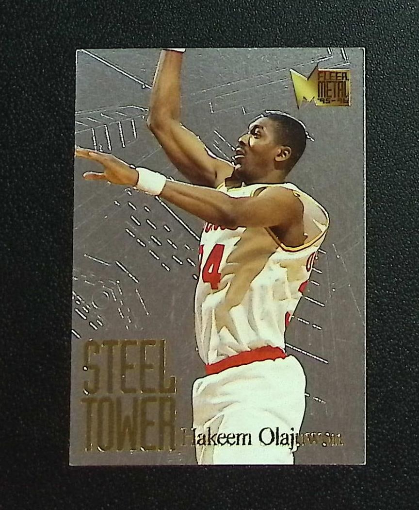 Hakeem Olajuwon Steel Tower 1995-96 Fleer Metal #6 Houston Rockets: Fleer Basketball NBA Trading & Sports Cards, NBA Championship & Hall of Fame Player Cards, Valuable Auction Memorabilia Lots Sold On Line, Old Sports Cards for Sale Near Me