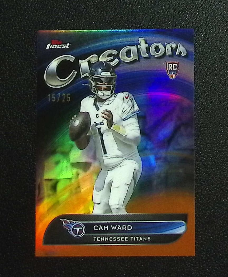 Cam Ward Rookie Creators Orange Refractor /25 2025 Topps Finest #CR-29 Titans: Topps & Bowman Football NFL Trading Sports Cards, Sports Cards for Sale Near Me, Super Bowl & Hall of Fame Player Cards, Resurgence, Composite, SP, SSP, Valuable Auction Memorabilia Lots For Sale On L