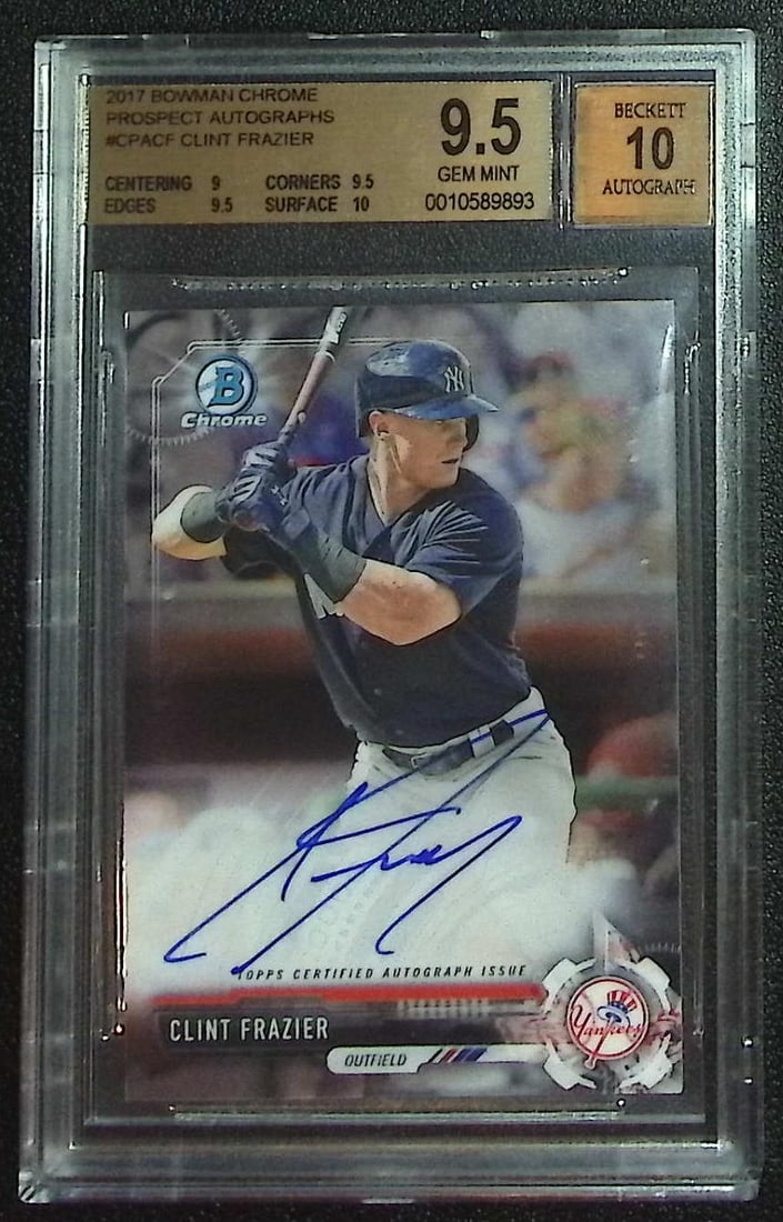 Clint Frazier Prospects Auto 2017 Bowman Chrome #CPA-CF BGS 9.5 Auto 10: Topps, Bowman, & Fanatics Baseball MLB Trading & Sports Cards, Sports Cards for Sale Near Me, World Series & Hall of Fame Players Memorabilia, Refractors, X-Fractors, Numbered, SP, SSP, Valuable Aucti