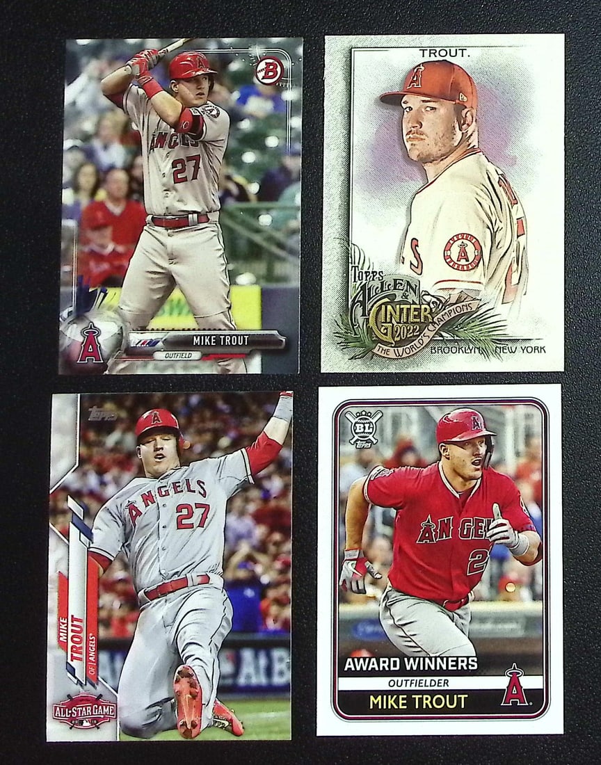 Lot of 4 Mike Trout Baseball Cards. Topps & Bowman. All Different, See Pictures: Topps, Bowman, & Fanatics Baseball MLB Trading & Sports Cards, Sports Cards for Sale Near Me, World Series & Hall of Fame Players Memorabilia, Refractors, X-Fractors, Numbered, SP, SSP, Valuable Aucti
