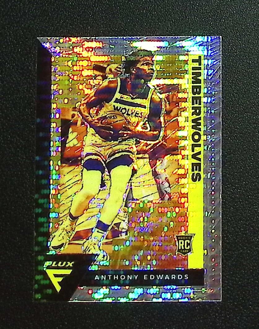 Anthony Edwards Rookie Card Pulsar Prizm 2020-21 Panini Flux #202 Timberwolves: Panini, Donruss Optic, Donruss Select, Prizm, Mosaic, Contenders, Revolution, Phoenix, NBA Hoops, Rookie NFL Sports Trading Cards, Silver, SP, SSP, Wave Prizms, Numbered Cards, Basketball sports Cards