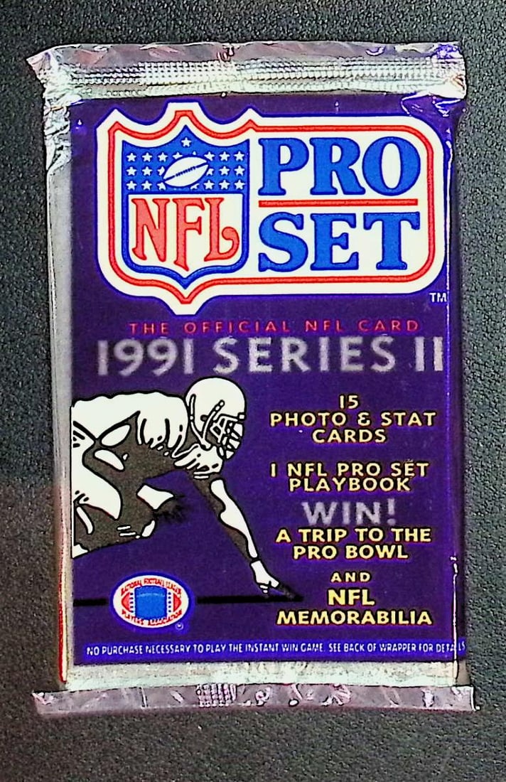 1991 Pro-Set Series 2 Vintage Football Card Factory Sealed Retail Box, Wax Pack: Pro-Set Vintage Football NFL Trading & Sports Cards, Brett Favre Rookie Card, Old Sports Cards for Sale on Line, Super Bowl and Hall of Fame Players, Valuable Auction Lots for Sale On Line, Rookie Car
