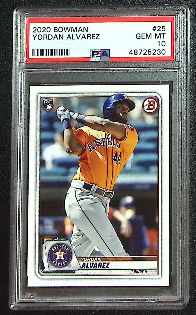 Yordan Alvarez Rookie Card 2020 Bowman #25 PSA 10 Houston Astros: Topps, Bowman, & Fanatics Baseball MLB Trading & Sports Cards, Sports Cards for Sale Near Me, World Series & Hall of Fame Players Memorabilia, Refractors, X-Fractors, Numbered, SP, SSP, Valuable Aucti