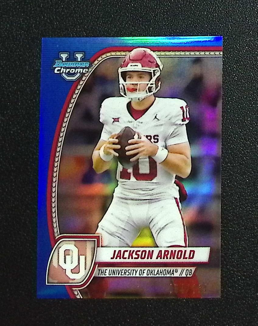 Jackson Arnold Blue Refractor /199 2024 Bowman U Chrome #80 Oklahoma Sooners: Topps & Bowman Football NFL Trading Sports Cards, Sports Cards for Sale Near Me, Super Bowl & Hall of Fame Player Cards, Resurgence, Composite, SP, SSP, Valuable Auction Memorabilia Lots For Sale On L