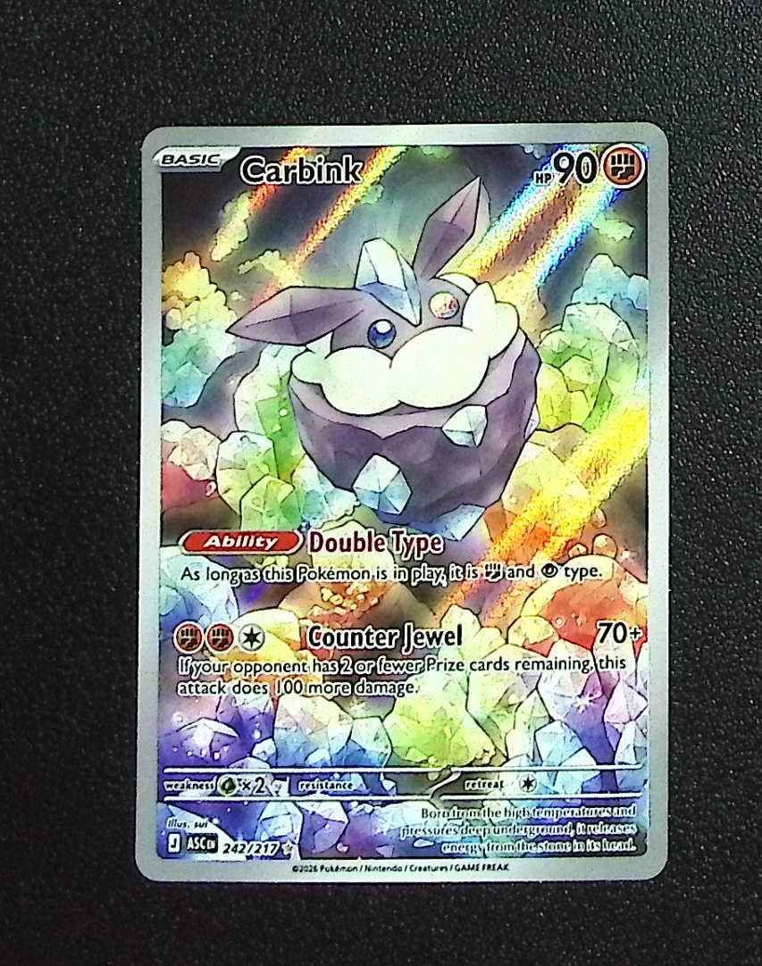 Pokemon Ascended Heroes Carbink Illustration Rare #242: Pokemon Trading Card Game Cards, Charizard, Pikachu, Mewtwo, Reverse Holo, Holo Rare, Secret Rare Cards, Full Art Cards, Eevee, Ultra Rare Card, Illustration Rare, Special Illustration Rare SIR