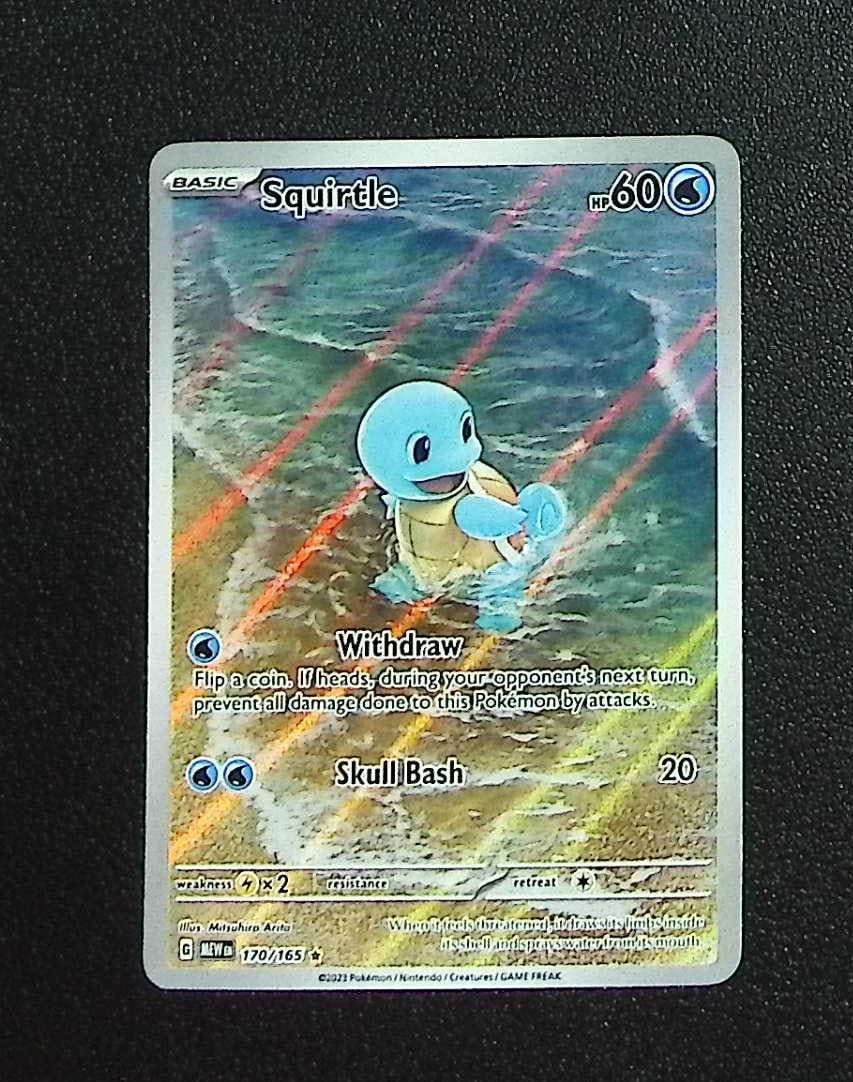 Pokemon Scarlet & Violet 151 Squirtle Illustration Rare #170: Pokemon Trading Card Game Cards, Charizard, Pikachu, Mewtwo, Reverse Holo, Holo Rare, Secret Rare Cards, Full Art Cards, Eevee, Ultra Rare Card, Illustration Rare, Special Illustration Rare SIR