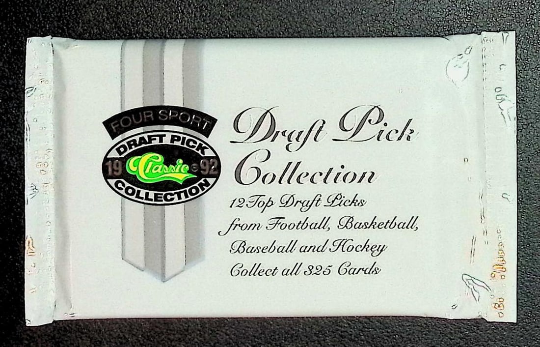 1992 Classic Four Sport Draft Pick Collection Retail Box Wax Pack: Classic Football, Baseball, Hockey, & Basketball Trading & Sports Cards, Old Sports Cards for Sale Near Me, Vintage Valuable Auction Commemorative Lots for Sale On Line, Super Bowl & Hall of Fame Play