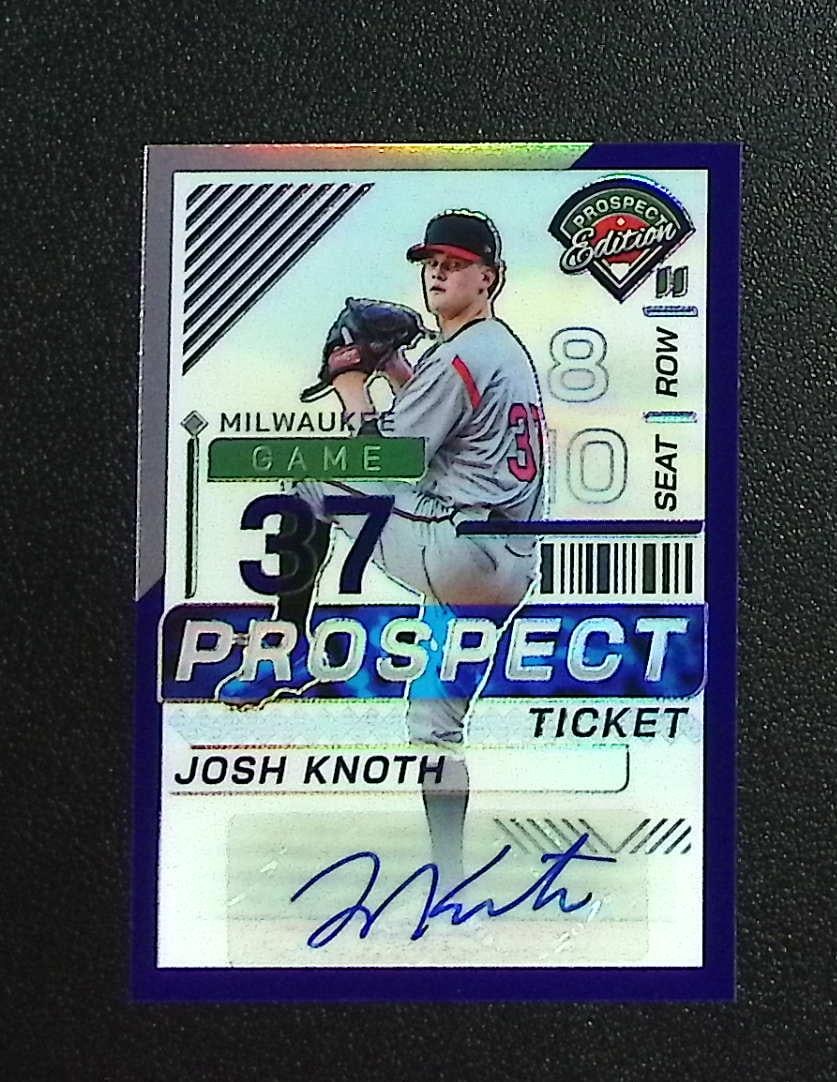 Josh Knoth Prospect Ticket Purple Prizm Auto /125 2024 Prospect Edition #117 Brewers: Panini, Donruss, & Donruss Optic Baseball MLB Trading & Sports Cards, Sports Cards for Sale Near Me, Prizm, Mosaic, Select, SP, SSP, Auction Memorabilia Lots for Sale On Line, World Series & Hall of F