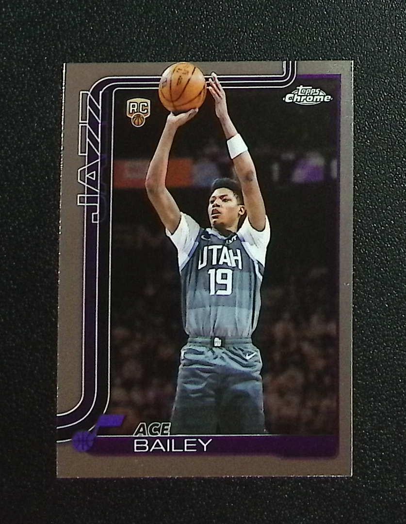 Ace Bailey Rookie Card 2025-26 Topps Chrome Update #155 Utah Jazz: Topps & Bowman Basketball NBA Trading & Sports Cards, Sports Cards for Sale Near Me, Chrome, Refractor, SP, SSP, Valuable Auction Memorabilia Lots Sold On Line, NBA Championship & Hall of Fame Player 