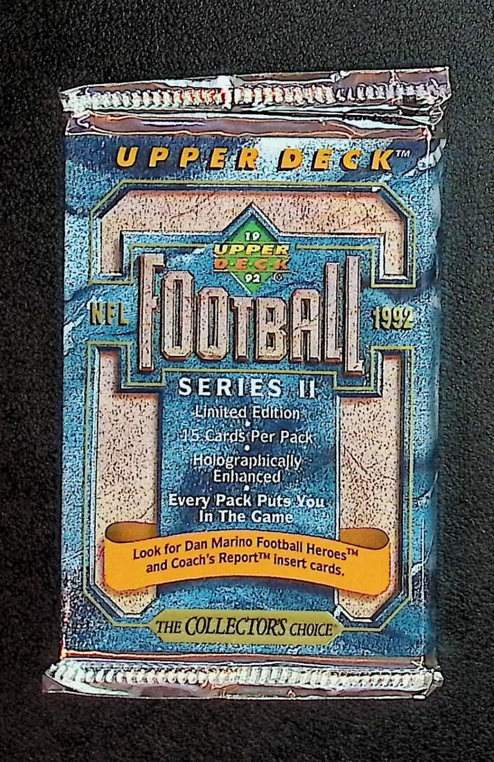 1992 Upper Deck Series 2 Vintage Football Card Retail Box Pack, NFL Trading Cards: Upper Deck Football NFL Trading & Sports Cards, Brett Favre Rookie Card, John Elway, Bo Jackson, Jerry Rice, Dan Marino, Deion Sanders, Old Sports Cards for Sale Near Me, Vintage Valuable Auction Comm