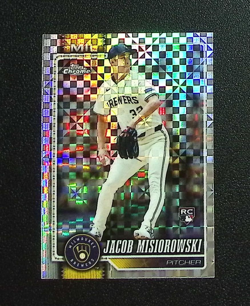 Jacob Misiorowski Rookie Card Xfractor 2026 Topps Chrome #196 Milwaukee Brewers: Topps, Bowman, & Fanatics Baseball MLB Trading & Sports Cards, Sports Cards for Sale Near Me, World Series & Hall of Fame Players Memorabilia, Refractors, X-Fractors, Numbered, SP, SSP, Valuable Aucti