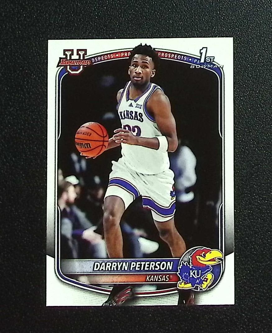 Darryn Peterson 1st Bowman 2025-26 Bowman #BPP-2 Kansas Jayhawks, Utah Jazz: Topps & Bowman Basketball NBA Trading & Sports Cards, Sports Cards for Sale Near Me, Chrome, Refractor, SP, SSP, Valuable Auction Memorabilia Lots Sold On Line, NBA Championship & Hall of Fame Player 