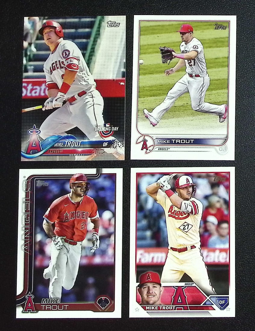 Lot of 4 Mike Trout Topps Baseball Cards. All Different, See Pictures: Topps, Bowman, & Fanatics Baseball MLB Trading & Sports Cards, Sports Cards for Sale Near Me, World Series & Hall of Fame Players Memorabilia, Refractors, X-Fractors, Numbered, SP, SSP, Valuable Aucti