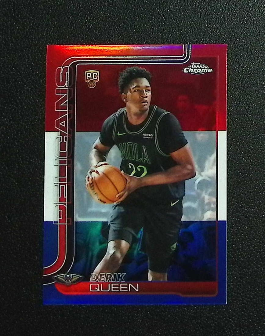 Derik Queen Rookie Card Red White Blue Refractor 2025-26 Topps Chrome Update #163: Topps & Bowman Basketball NBA Trading & Sports Cards, Sports Cards for Sale Near Me, Chrome, Refractor, SP, SSP, Valuable Auction Memorabilia Lots Sold On Line, NBA Championship & Hall of Fame Player 
