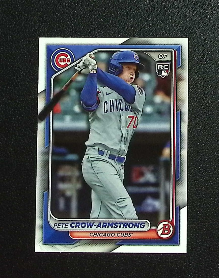 Pete Crow-Armstrong Rookie Card 2024 Bowman #85 Chicago Cubs: Topps, Bowman, & Fanatics Baseball MLB Trading & Sports Cards, Sports Cards for Sale Near Me, World Series & Hall of Fame Players Memorabilia, Refractors, X-Fractors, Numbered, SP, SSP, Valuable Aucti