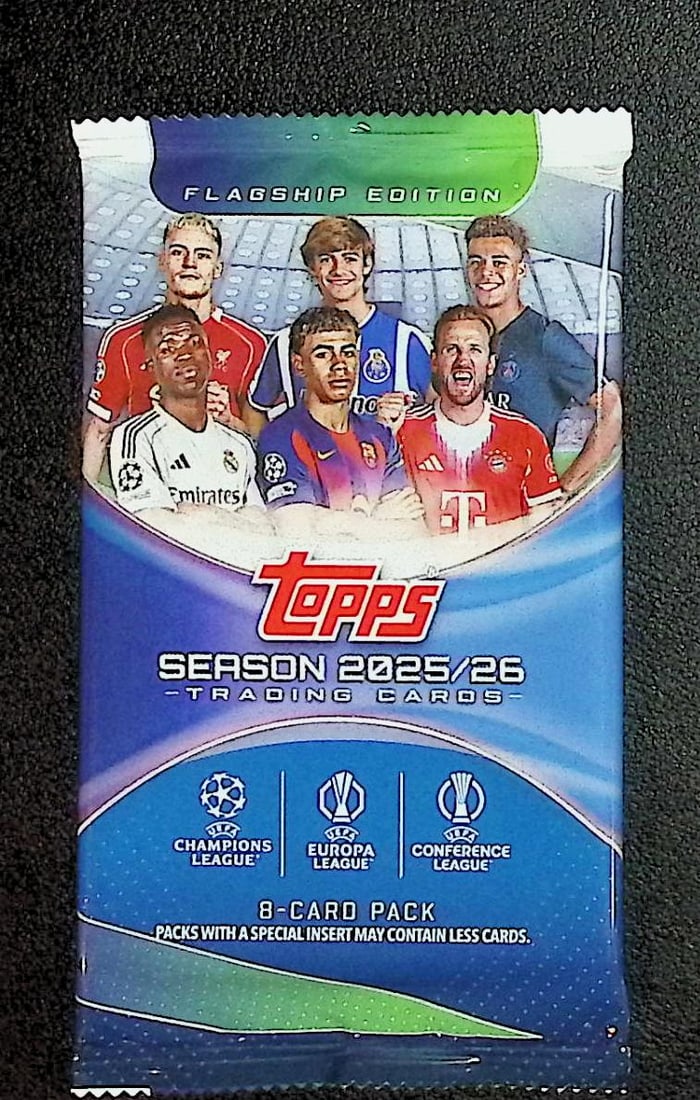 2025-26 Topps UEFA Club Competitions Flagship Soccer Factory Sealed Blaster Box Pack, (1 of 1)