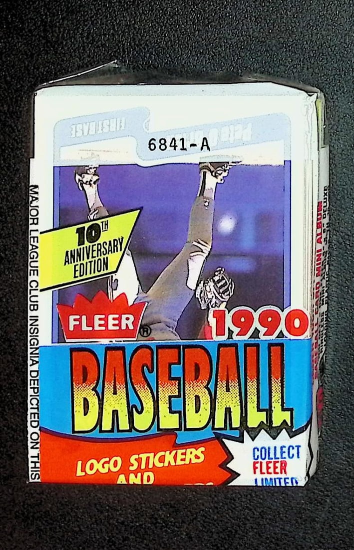 1990 Fleer Baseball Series 1 CELLO FAT PACK Retail Box Pack - 33 Cards & 3 Stickers Sports Cards (1 of 2)