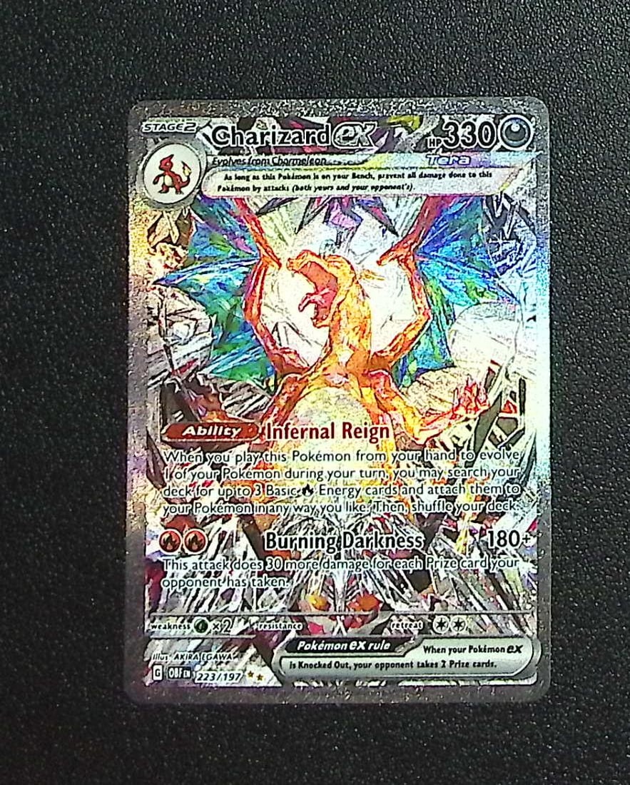 Pokemon Obsidian Flames Charizard Ex Special Illustration Rare #223: Pokemon Trading Card Game Cards, Charizard, Pikachu, Mewtwo, Reverse Holo, Holo Rare, Secret Rare Cards, Full Art Cards, Eevee, Ultra Rare Card, Illustration Rare, Special Illustration Rare SIR