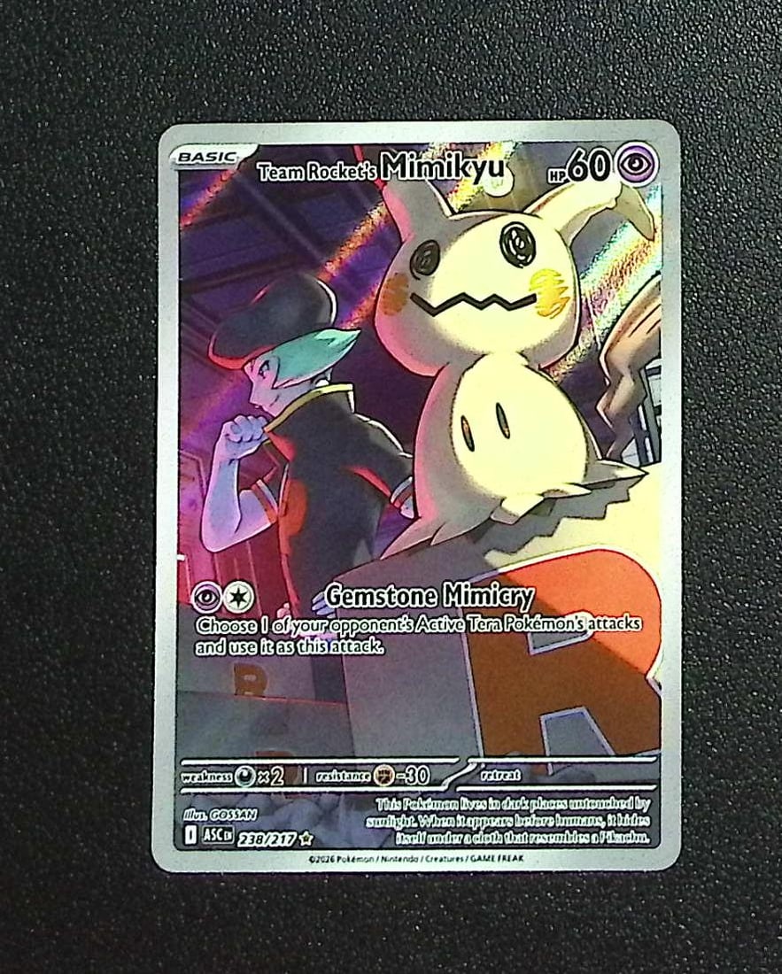 Pokemon Ascended Heroes Team Rocket's Mimikyu Illustration Rare #238: Pokemon Trading Card Game Cards, Charizard, Pikachu, Mewtwo, Reverse Holo, Holo Rare, Secret Rare Cards, Full Art Cards, Eevee, Ultra Rare Card, Illustration Rare, Special Illustration Rare SIR