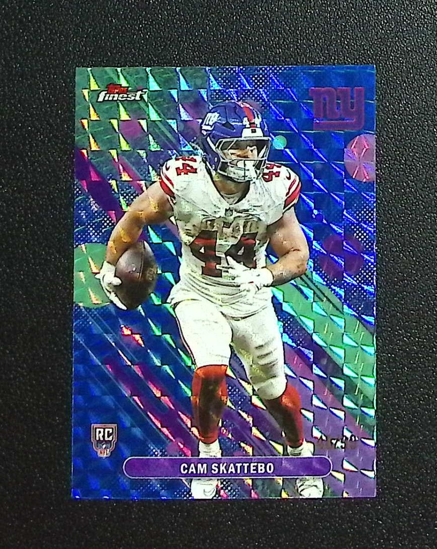 Cam Skattebo Rookie Card Blue Geometric Refractor /99 2025 Topps Finest #18 Giants: Topps & Bowman Football NFL Trading Sports Cards, Sports Cards for Sale Near Me, Super Bowl & Hall of Fame Player Cards, Resurgence, Composite, SP, SSP, Valuable Auction Memorabilia Lots For Sale On L