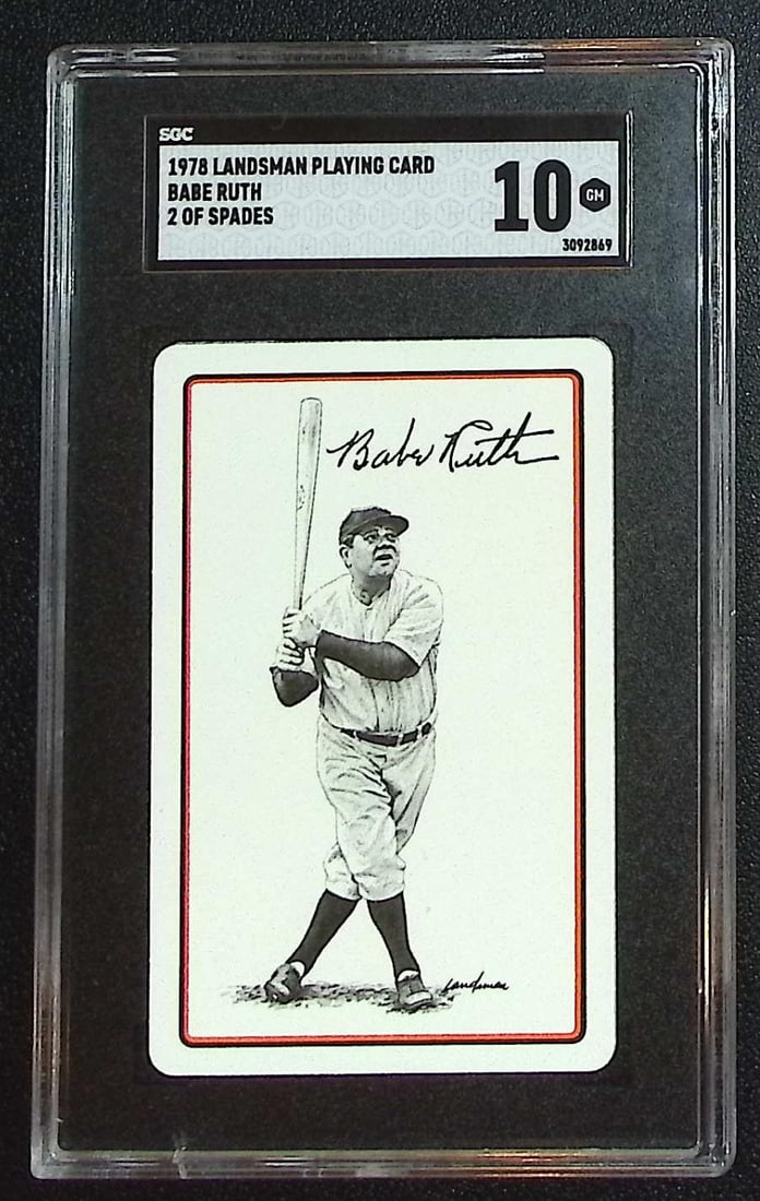 Babe Ruth 2 of Spades 1978 Landsman Playing Card SGC 10: Babe Ruth 2 of Spades 1978 Landsman Playing Card SGC 10